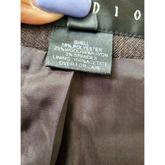 Finity Studio Women's Brow Polyester & Wool Long Sleeve 2 Piece Blazer & Skirt 6 - Picture 9 of 10